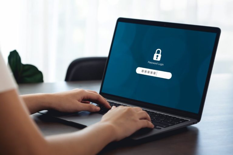 Woman,Hand,Typing,Password,Security,Login,In,Laptop,Computer.